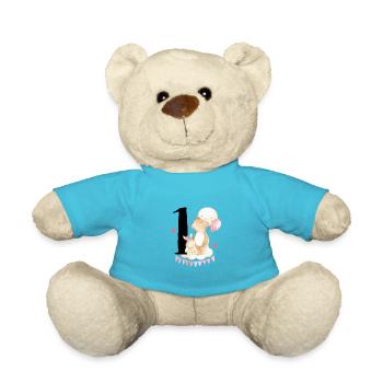 1. geburtstag, eins, erster, birthday, first, Girl - Teddy - Atollblau - Vorne