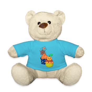 Halloween cupcake muffin cake baking sweets - Teddy Bear - atoll blue - Front