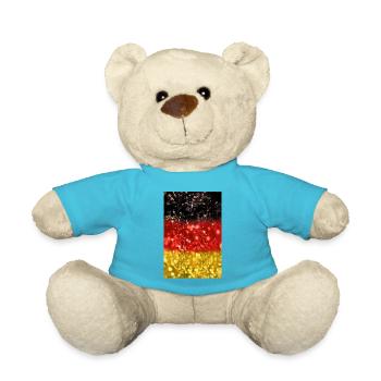 05 Deutschland Flagge Fahne Glitzer Poster Shirt - Teddy - Atollblau - Vorne