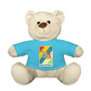 Retro Vintage Style Beach Volleyball Player - Teddy Bear - atoll blue - Front