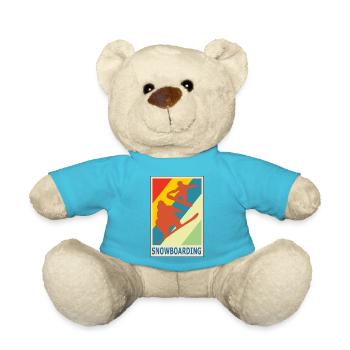 Vintage Retro Style Snowboarding Snowboarder Sport - Teddy Bear - atoll blue - Front