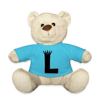 Letter L crown - Teddy Bear - atoll blue - Front