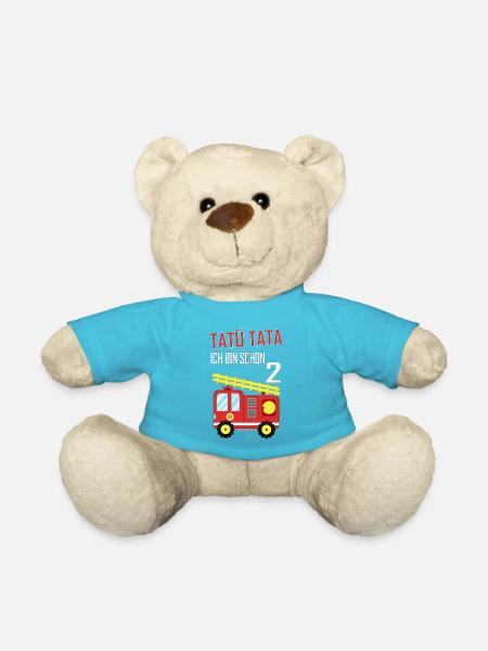 Feuerwehr Tatü Tata Ich bin schon 2. Geburtstag - Teddy - Atollblau