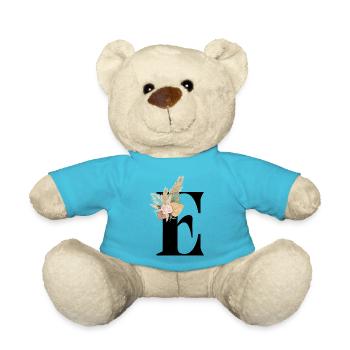 blumiger Buchstabe E - Teddy - Atollblau - Vorne