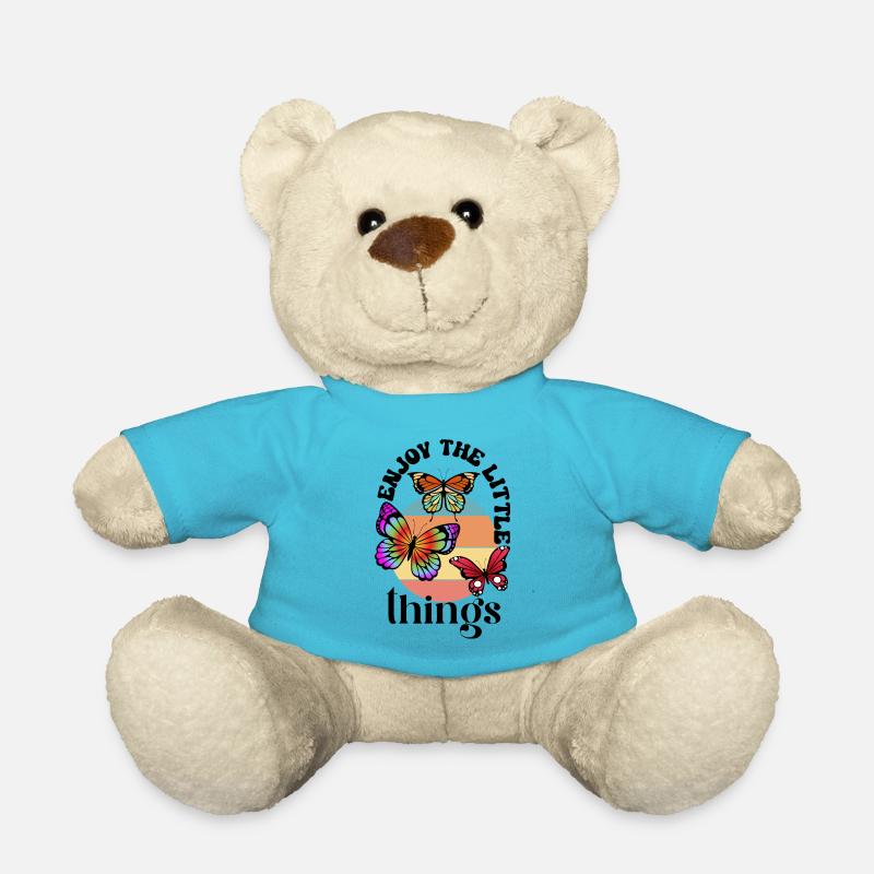Genieße die kleinen Dinge. Süße Schmetterlinge - Teddy - Atollblau