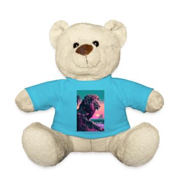 Löwe Vaporwave Retro Sonne Strand Tier 80s 90s - Teddy - Atollblau - Vorne