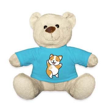 Kawaii Cute Happy Colorful Dog Dancing - Teddy Bear - atoll blue - Front