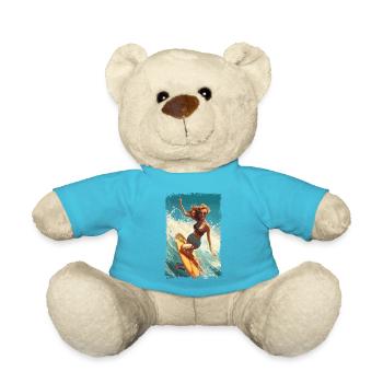 Retro Beach Babe - Surf Comic Design - Teddy Bear - atoll blue - Front