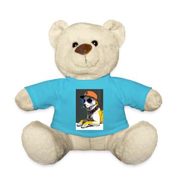 Inkpunk dog with sunglasses and cap 4 - Teddy Bear - atoll blue - Front