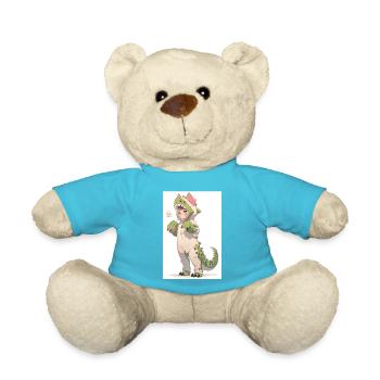 Dino-Cosplay Delight: Adorable Anime Girl - Teddy Bear - atoll blue - Front