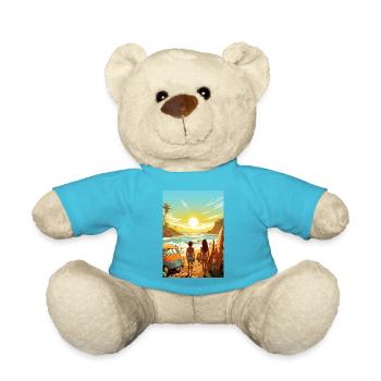 Scène de plage avec planche de surf - Nounours - bleu outremer - Devant