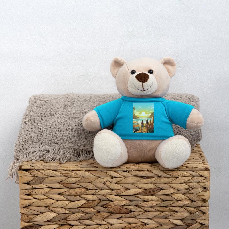 Scène de plage avec planche de surf Nounours