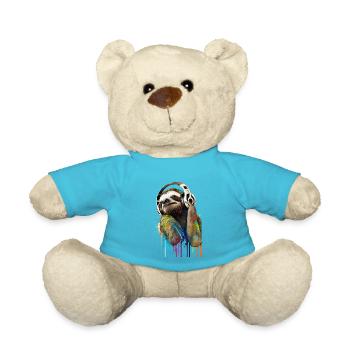 Paresseux portant des écouteurs écoutant la music - Nounours - bleu outremer - Devant