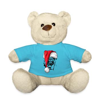 Santa Pug Christmas St. Nicholas Dogs Wilsigns - Teddy Bear - atoll blue - Front