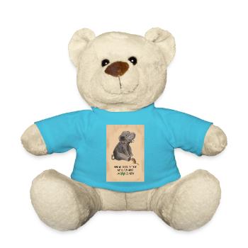 Mouse helps elephant: Saying for more bravery - Teddy Bear - atoll blue - Front