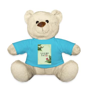 Inspirierender Spruch für Mut mit süßen Spinnen - Teddy - Atollblau - Vorne