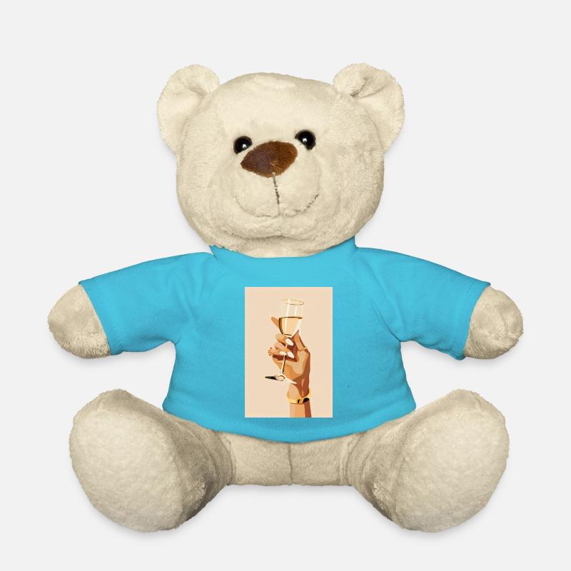 Cheers! Woman's hand with glass | AI - Teddy Bear - atoll blue