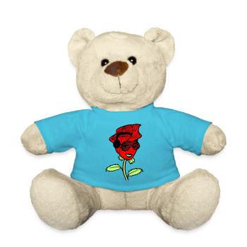 Woman DJ Rose Flower Pretty Female Face - Teddy Bear - atoll blue - Front