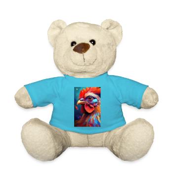 Ein buntes Huhn Portrait 3 - Teddy - Atollblau - Vorne