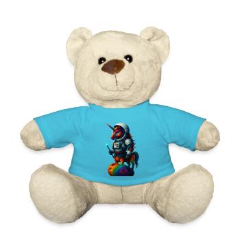 WPAP Style Animals - Unicorn in Astronaut Suit - Teddy Bear - atoll blue - Front