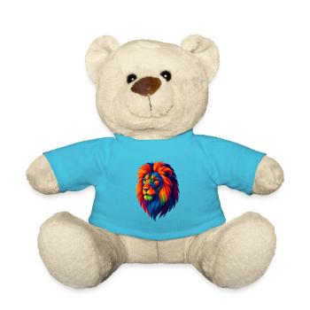 WPAP Polygon Stil Tiere - Löwe Porträt - Teddy - Atollblau - Vorne