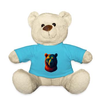 WPAP Style Animals - Grizzly Bear Portrait - Teddy Bear - atoll blue - Front