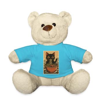Cat Noodle Bowl in Ocean Waves, Cats  - Teddy Bear - atoll blue - Front