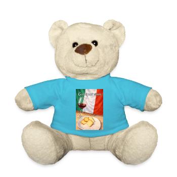 Italienische Lebensart: Wein & Brot - Teddy - Atollblau - Vorne