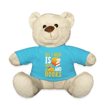 Taco Books Book Lover Bookworm - Teddy Bear - atoll blue - Front