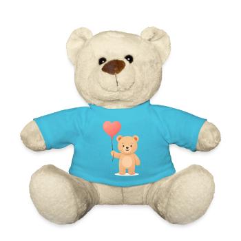 Zarter Bär mit Herzballon - Teddy - Atollblau - Vorne