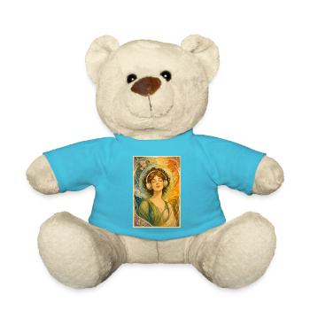 Frau im Stil des Art Nouveau mit Kopfhörern . 1 - Teddy - Atollblau - Vorne