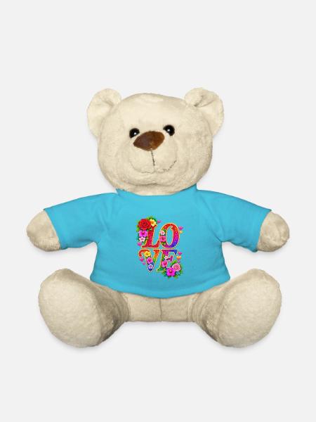 LIEBE Rainbow Floral - Teddy - Atollblau