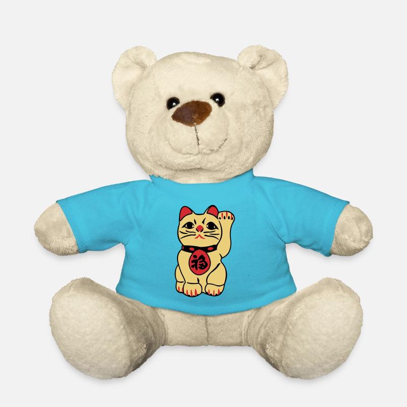 maneki neko - Winkende Glückskatze - Teddy - Atollblau