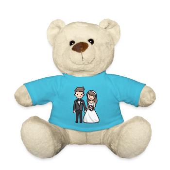 Jeunes mariés, Mariage, Mariée, Marié - Nounours - bleu outremer - Devant