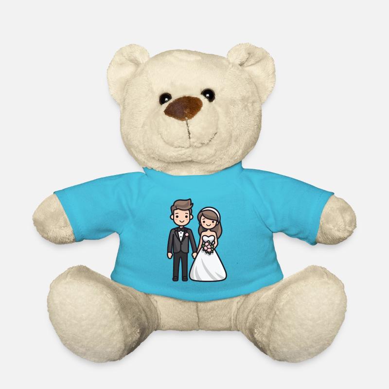 Jeunes mariés, Mariage, Mariée, Marié - Nounours - bleu outremer