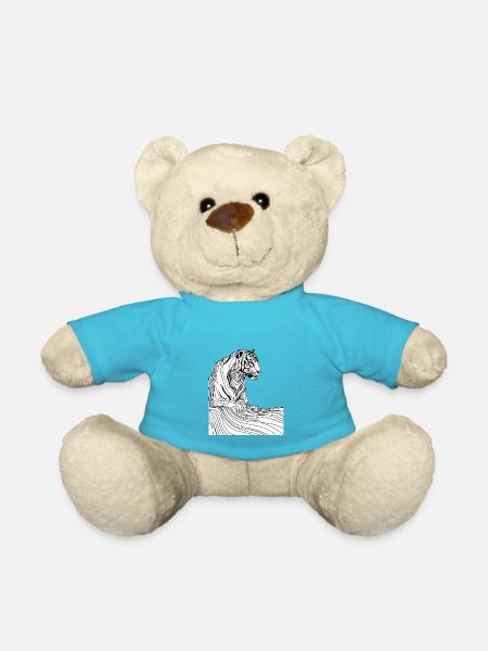 Tiger art lines #tiger - Teddy Bear - atoll blue
