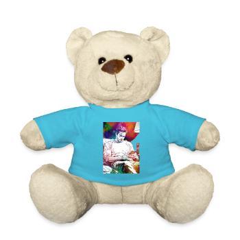Man life with smartphone - Teddy Bear - atoll blue - Front