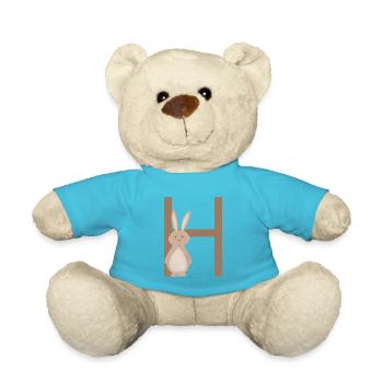 H - RABBIT - ABC, Alphabet, Letter, Animal, Name - Teddy Bear - atoll blue - Front