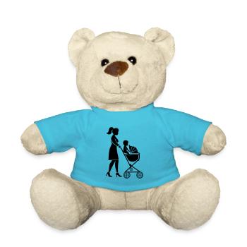 Maman poussette bébé - Nounours - bleu outremer - Devant