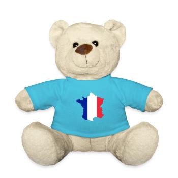 France Silhouette with French Flag Inside - Teddy Bear - atoll blue - Front