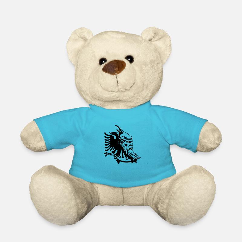 Albanien und Skanderbeg Gesicht und Flagge - Teddy - Atollblau