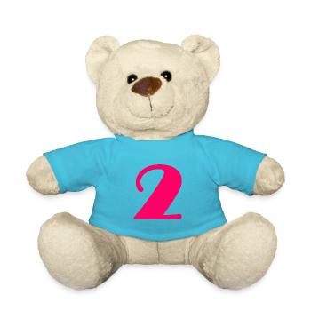 2. 2 JAHRE. 2. JUBILÄUM. GEBURTSTAG 2 JAHRE - Teddy - Atollblau - Vorne