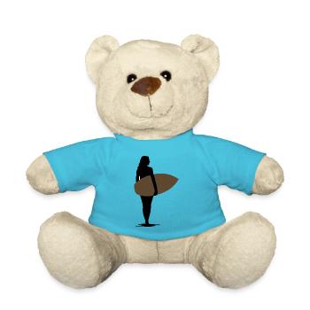 Fille surfeur silhouette vague surf motif de surfergirl - Nounours - bleu outremer - Devant