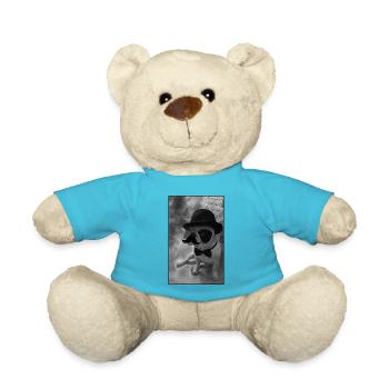 Bulldog Schnauzbart Hut Melone - Teddy - Atollblau - Vorne