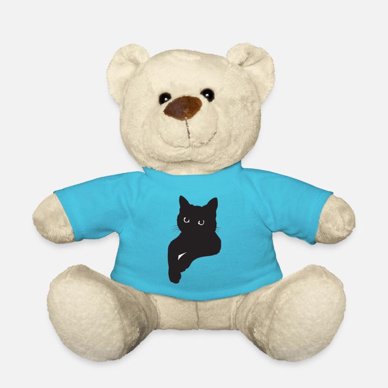 Schwarze Katze Pose - Teddy - Atollblau