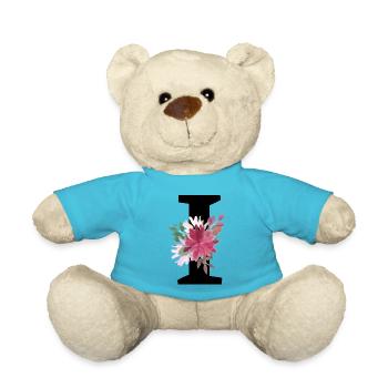 Lettre i floral - Nounours - bleu outremer - Devant