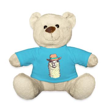 Funny hat llama - Teddy Bear - atoll blue - Front