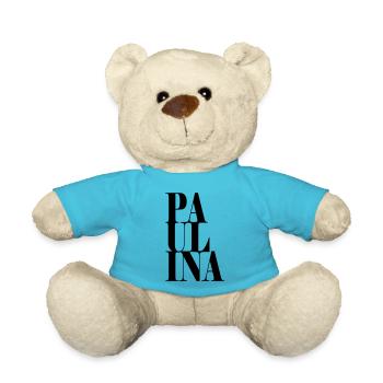 Paulina Surname First name Modern font Word Art - Teddy Bear - atoll blue - Front