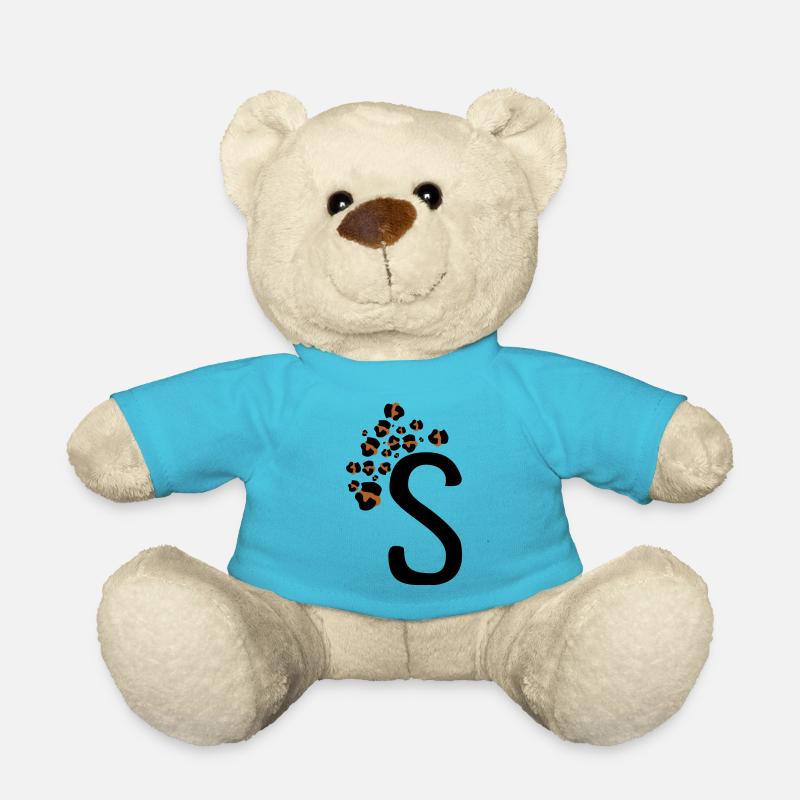 Lettre s motifs léopard - Nounours - bleu outremer