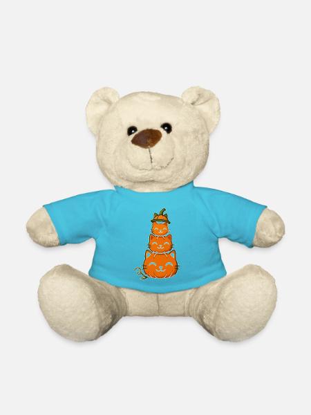 Fröhliche Kürbiskatzen-Stack - Teddy - Atollblau